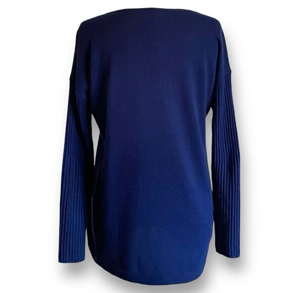Vineyard Vines Womens Sweater Sz Small Navy Blue Wool Cashmere V-Neck Tunic - Picture 3 of 4